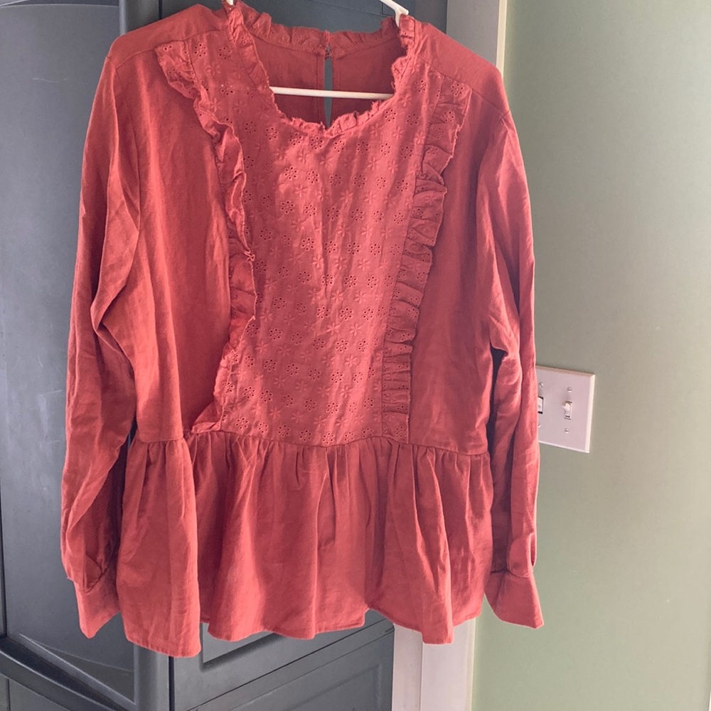 SHEIN Burnt Orange Long Sleeve Blouse